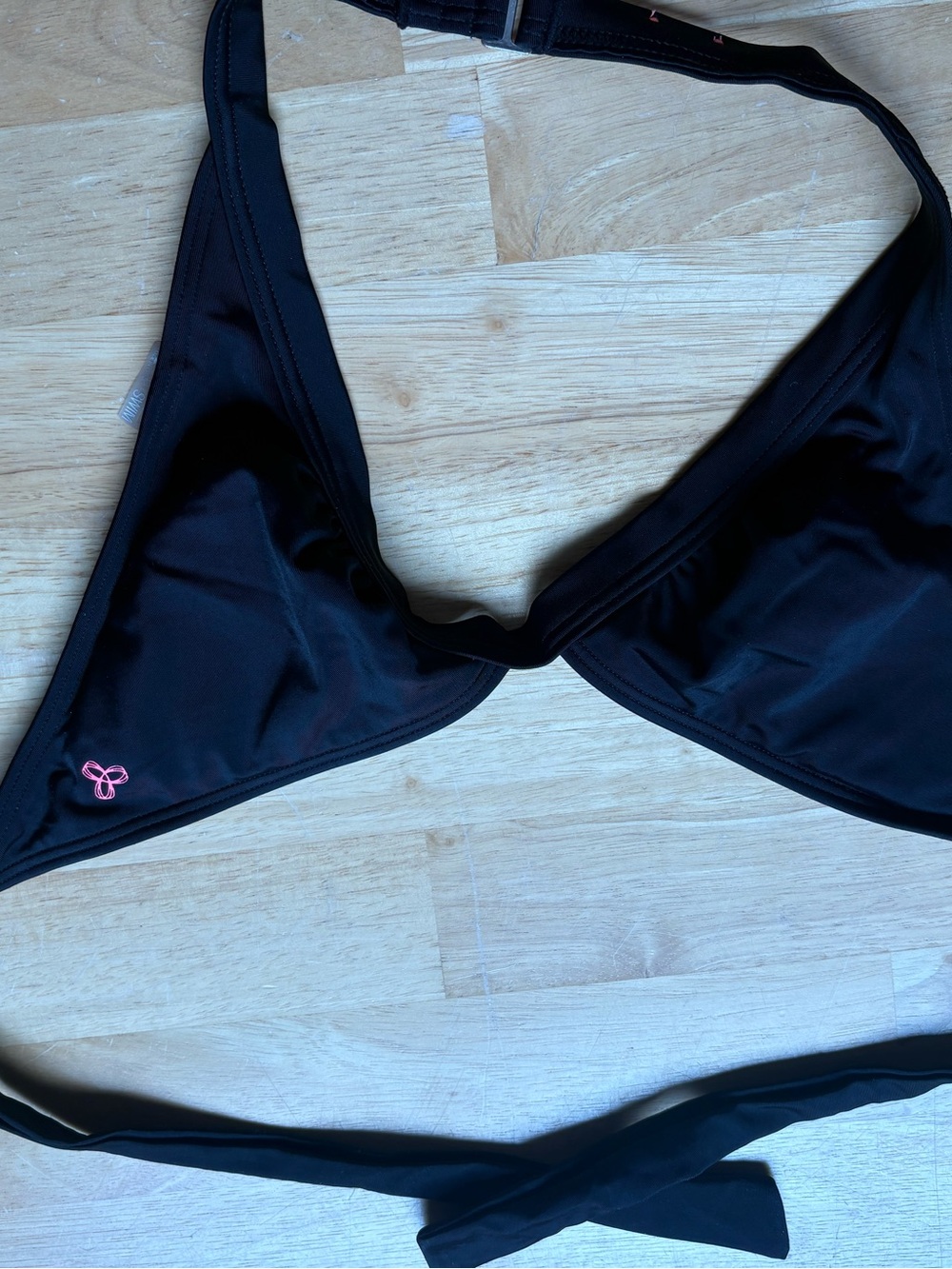 TNA Black Bikini Top with Pink Logo Accent